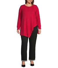 Slim Factor by Investments Plus Ponte Knit No Waist Wide Leg Beaded Hem Pants