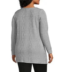 Slim Factor by Investments Plus Riley Long Sleeve Asymmetrical Hemline Crew Neckline Knit Top