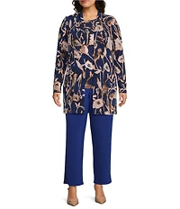 Investments Plus Size Bellwether Blue Long Sleeve Open-Front Cardigan