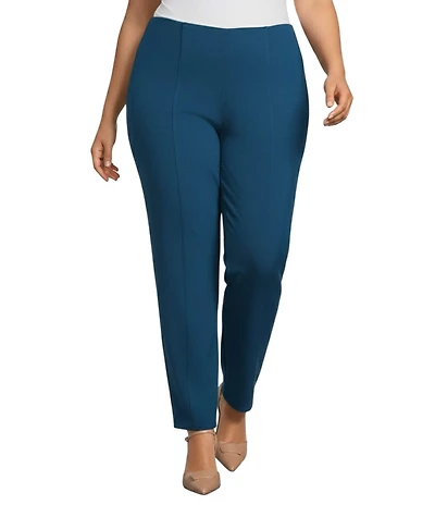 Slim Factor by Investments Plus Size Stretch Ponte Knit No Waist Slim Straight Pants