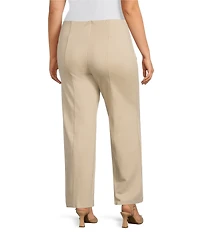 Slim Factor by Investments Plus Size Stretch Ponte Knit No Waist Slim Straight Pants
