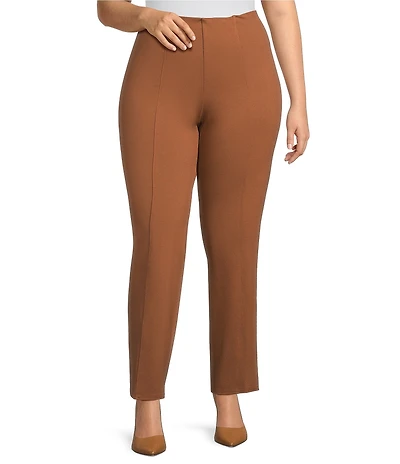 Slim Factor by Investments Plus Size Ponte Knit No Waist Slim Straight Pants