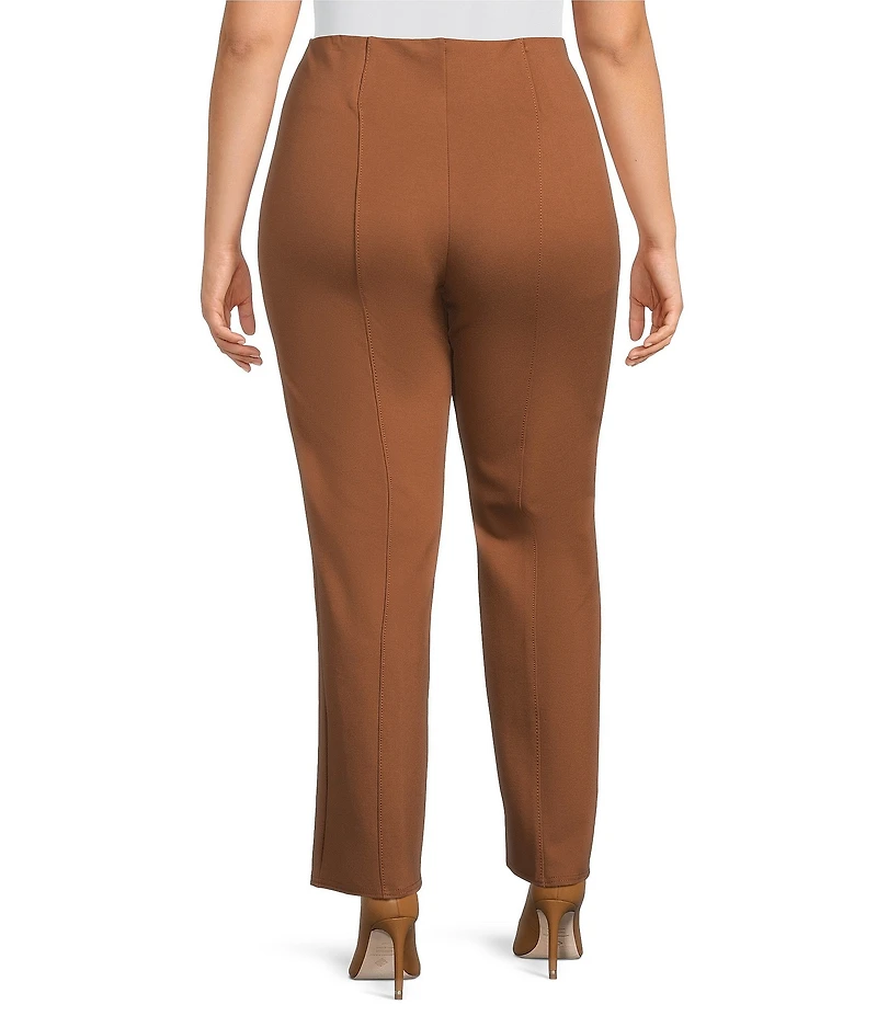 Slim Factor by Investments Plus Size Ponte Knit No Waist Slim Straight Pants