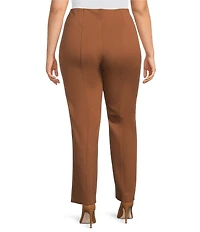 Slim Factor by Investments Plus Size Ponte Knit No Waist Slim Straight Pants