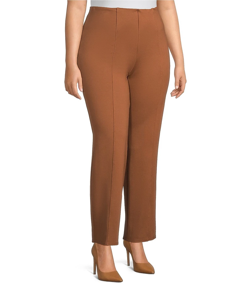 Slim Factor by Investments Plus Size Ponte Knit No Waist Slim Straight Pants