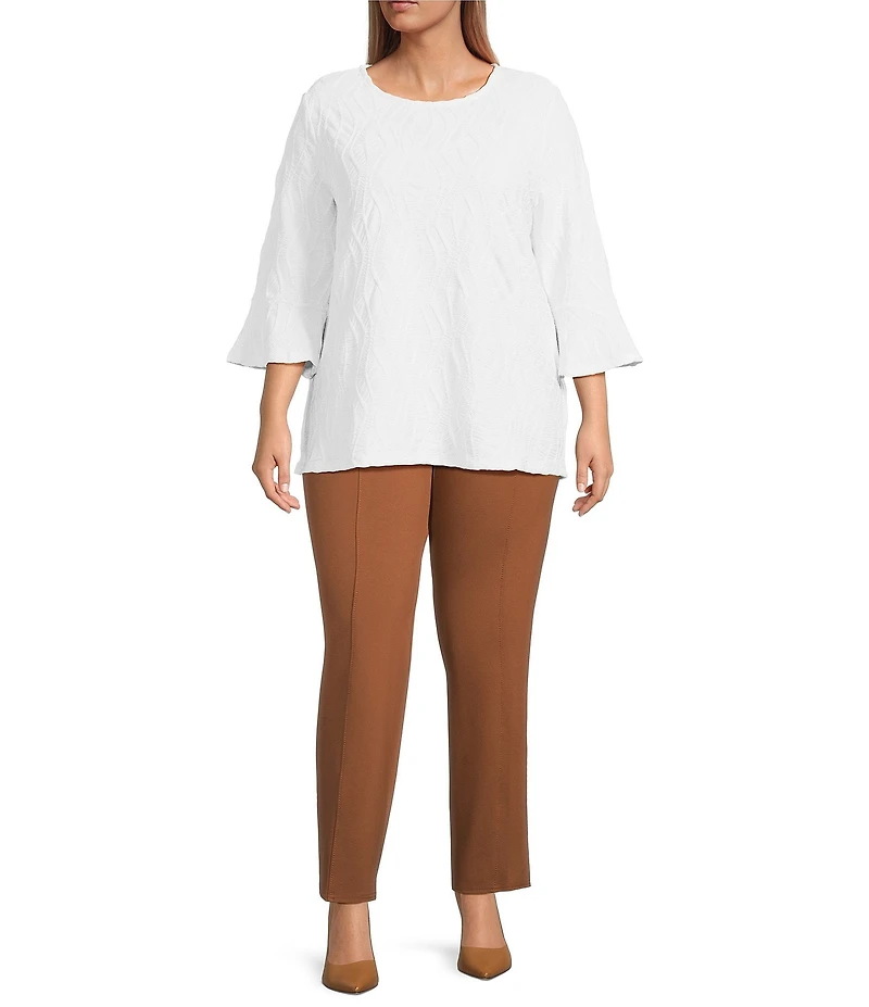 Slim Factor by Investments Plus Size Ponte Knit No Waist Slim Straight Pants