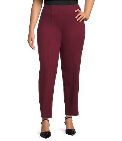 Slim Factor by Investments Plus Size Ponte Knit No Waist Slim Straight Pants