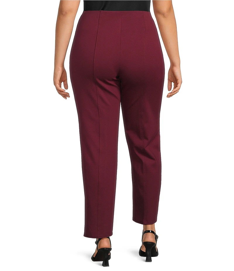 Slim Factor by Investments Plus Size Ponte Knit No Waist Slim Straight Pants