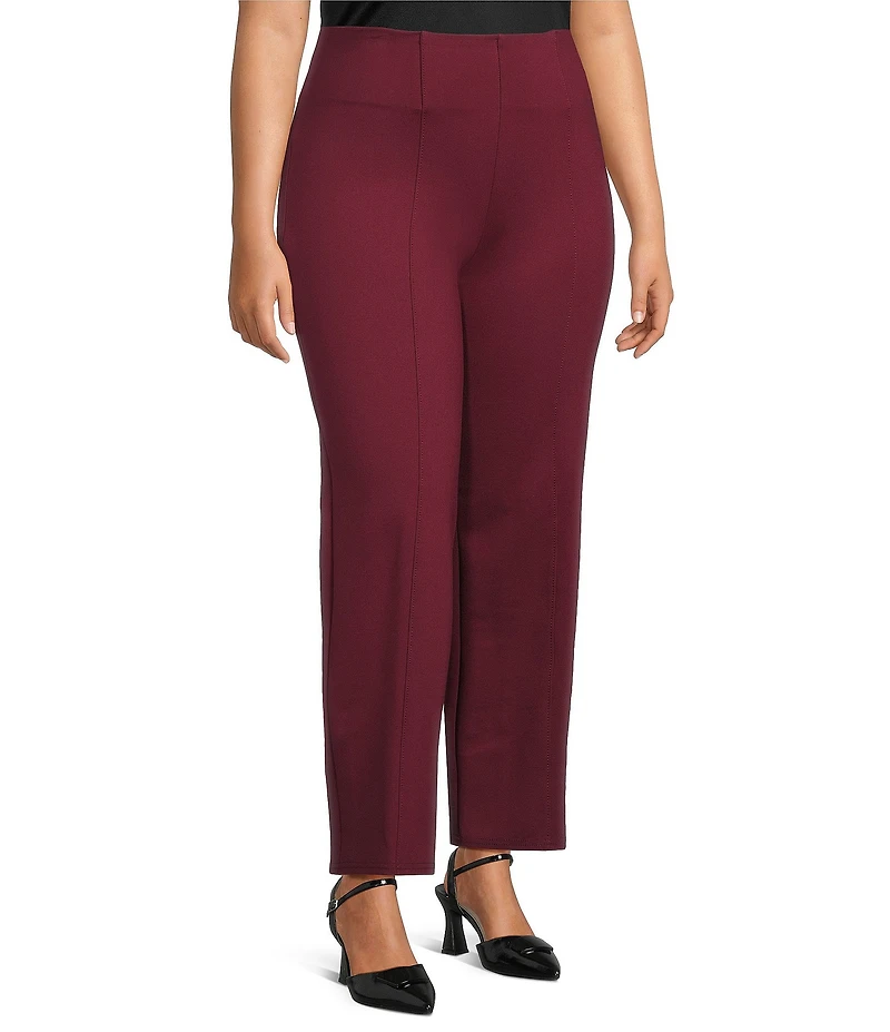 Slim Factor by Investments Plus Size Ponte Knit No Waist Slim Straight Pants