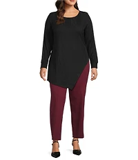 Slim Factor by Investments Plus Size Ponte Knit No Waist Slim Straight Pants