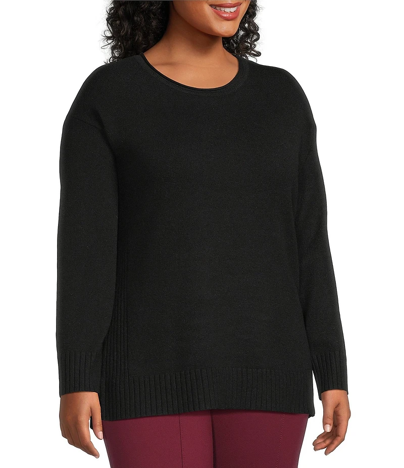 Slim Factor by Investments Plus Size Madison Crew Neck Long Sleeve Sweater