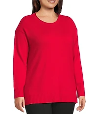 Slim Factor by Investments Plus Size Madison Crew Neck Long Sleeve Sweater