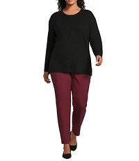 Slim Factor by Investments Plus Size Madison Crew Neck Long Sleeve Sweater