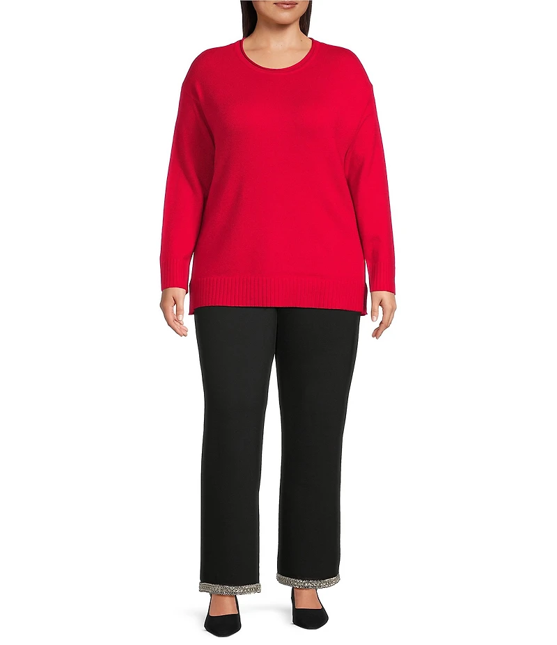 Slim Factor by Investments Plus Size Madison Crew Neck Long Sleeve Sweater