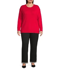 Slim Factor by Investments Plus Size Madison Crew Neck Long Sleeve Sweater