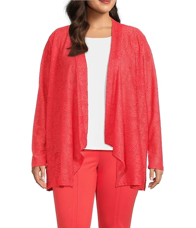 Slim Factor by Investments Plus Size Open Front Long Sleeve Mesh Cardigan