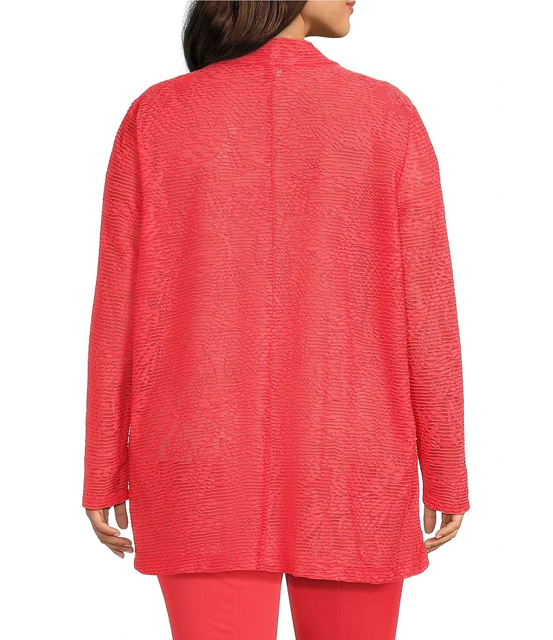Slim Factor by Investments Plus Size Open Front Long Sleeve Mesh Cardigan