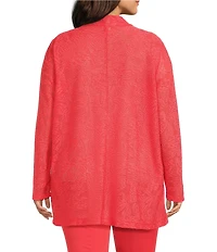 Slim Factor by Investments Plus Size Open Front Long Sleeve Mesh Cardigan