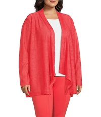 Slim Factor by Investments Plus Size Open Front Long Sleeve Mesh Cardigan