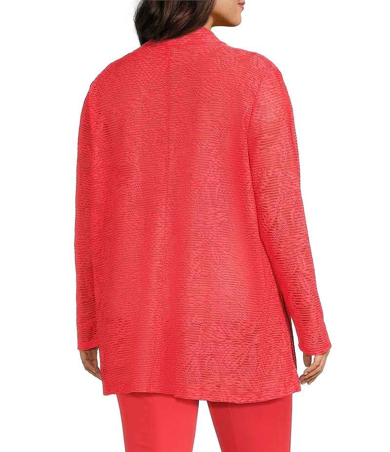 Slim Factor by Investments Plus Size Open Front Long Sleeve Mesh Cardigan