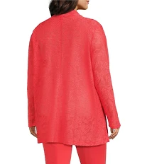 Slim Factor by Investments Plus Size Open Front Long Sleeve Mesh Cardigan