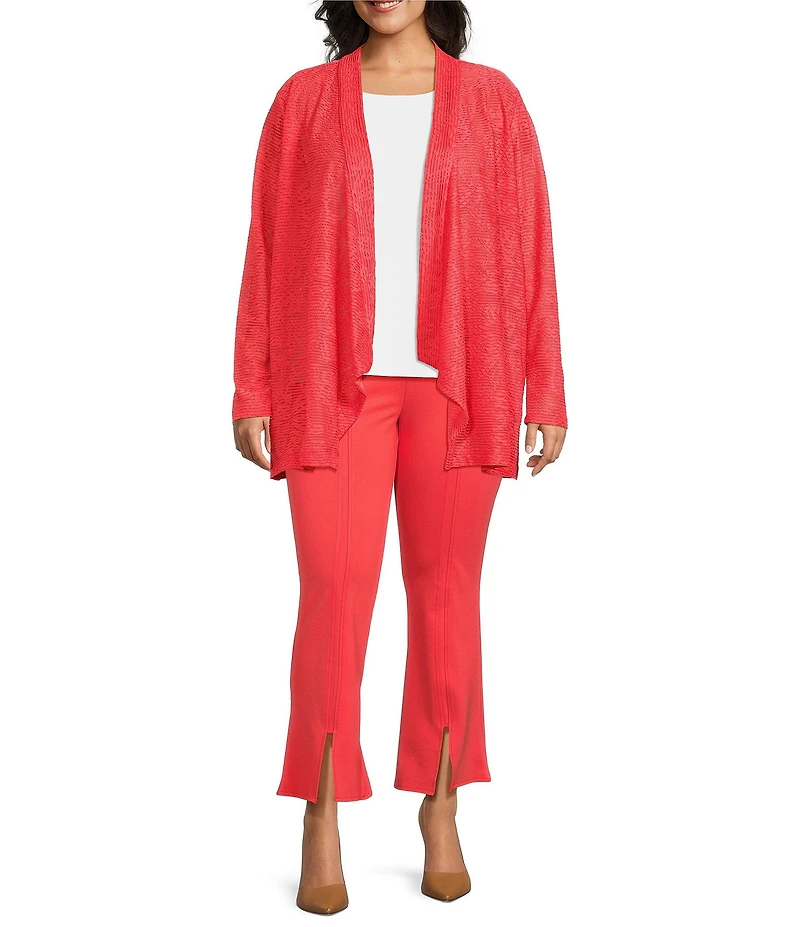 Slim Factor by Investments Plus Size Open Front Long Sleeve Mesh Cardigan