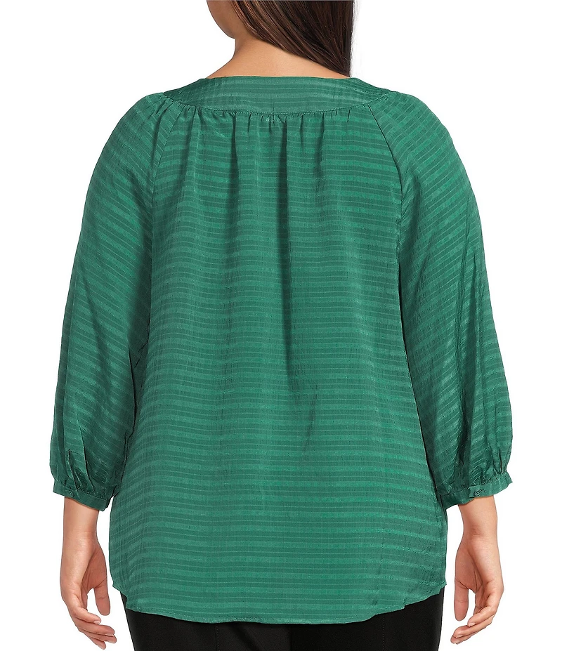Slim Factor By Investments Plus Size Sloane Gauze V-Neck 3/4 Sleeve Top
