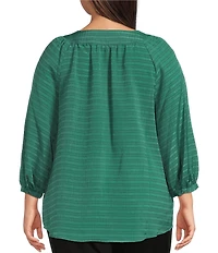 Slim Factor By Investments Plus Size Sloane Gauze V-Neck 3/4 Sleeve Top