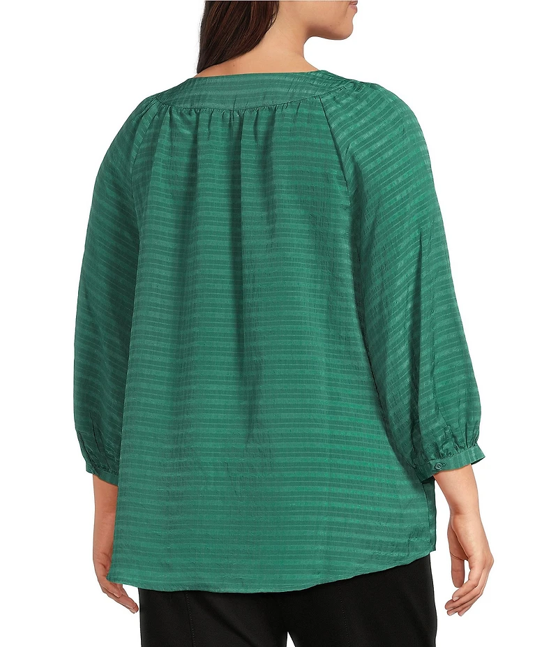 Slim Factor By Investments Plus Size Sloane Gauze V-Neck 3/4 Sleeve Top
