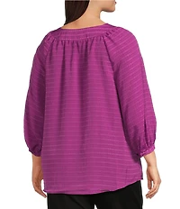 Slim Factor By Investments Plus Size Sloane Gauze V-Neck 3/4 Sleeve Top