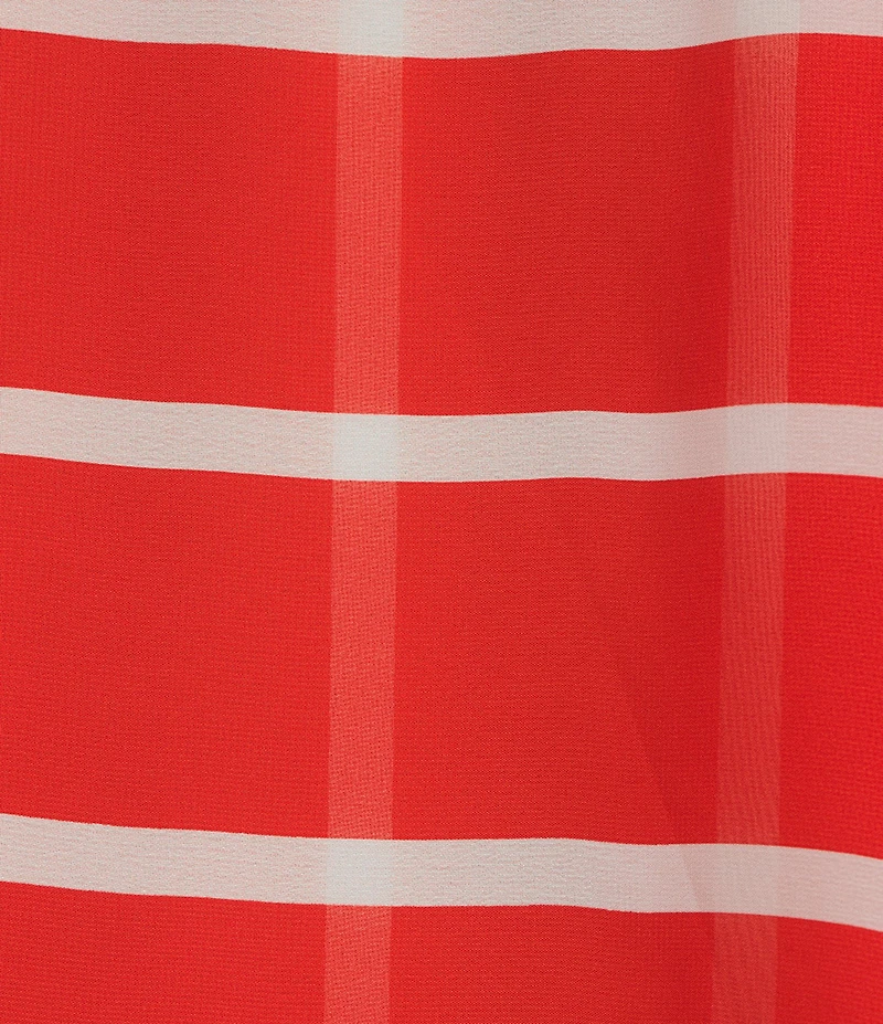 Slim Factor by Investments Plus Size Striped 3/4 Sleeve Crew Neck Double Layer Chiffon Top