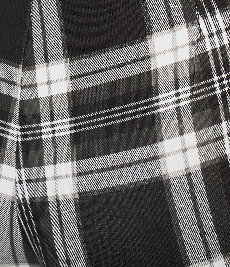Slim Factor by Investments Ponte Knit Black White Plaid Print No Waist Leggings