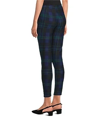 Slim Factor by Investments Ponte Knit Moonlight Plaid Print No Waist Leggings