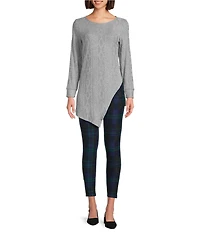 Slim Factor by Investments Ponte Knit Moonlight Plaid Print No Waist Leggings