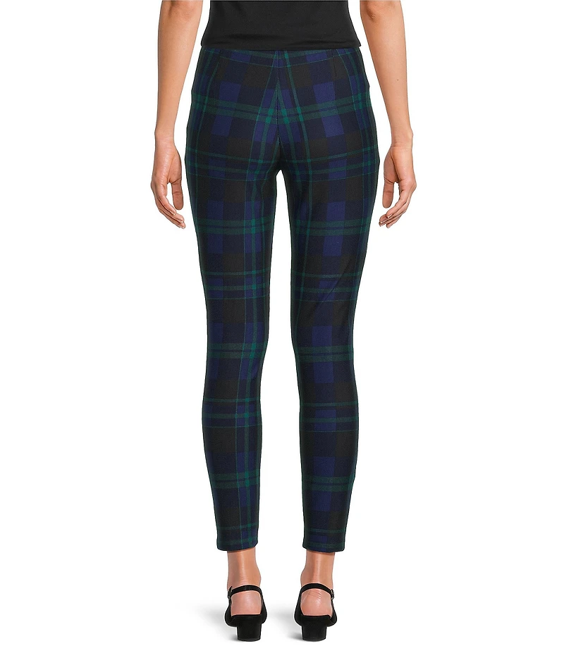 Slim Factor by Investments Ponte Knit Moonlight Plaid Print No Waist Leggings