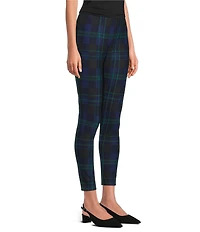 Slim Factor by Investments Ponte Knit Moonlight Plaid Print No Waist Leggings