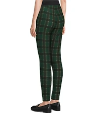 Slim Factor by Investments Ponte Knit Mountain Plaid Print No Waist Leggings
