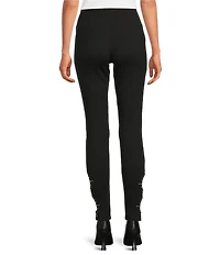 Slim Factor by Investments Ponte Knit No Waist Rhinestone Laser Cut Leggings