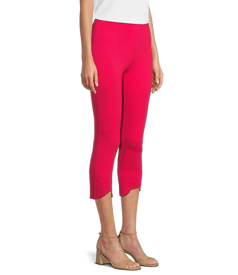 Slim Factor by Investments Ponte Knit No Waist Scallop Hem Capri Pull-On Pants