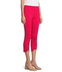 Slim Factor by Investments Ponte Knit No Waist Scallop Hem Capri Pull-On Pants