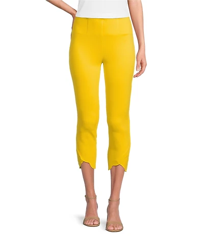Slim Factor by Investments Ponte Knit No Waist Scallop Hem Capri Pull-On Pants