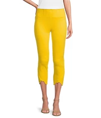 Slim Factor by Investments Ponte Knit No Waist Scallop Hem Capri Pull-On Pants