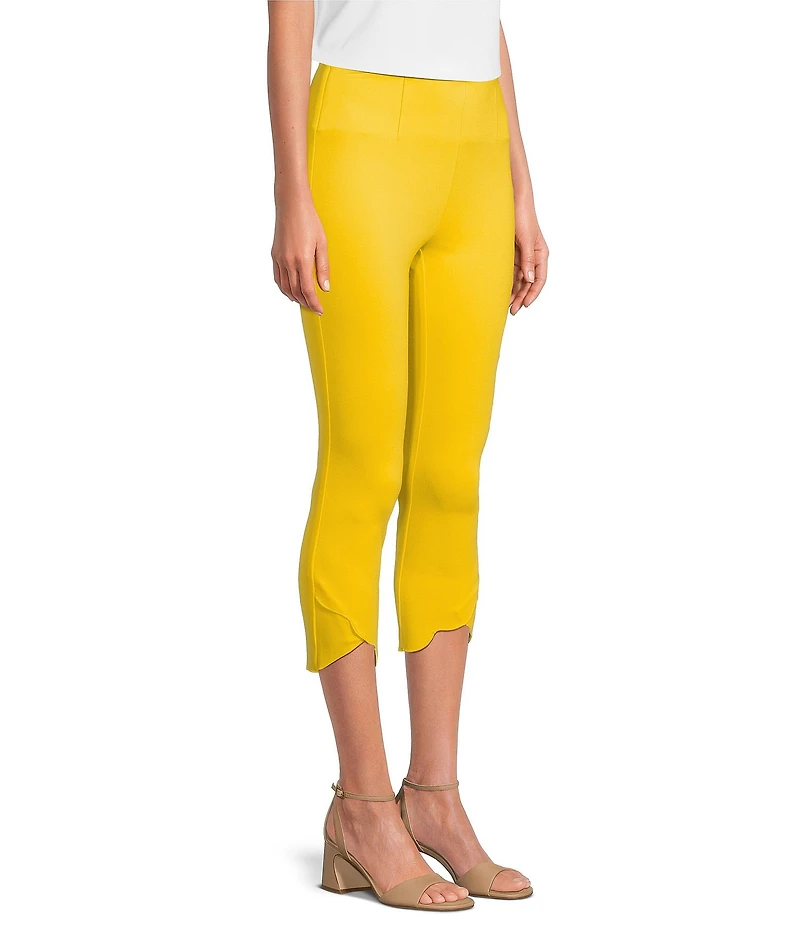 Slim Factor by Investments Ponte Knit No Waist Scallop Hem Capri Pull-On Pants