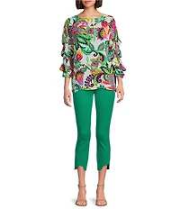 Slim Factor by Investments Ponte Knit No Waist Scallop Hem Capri Pull-On Pants