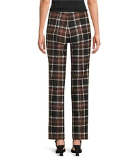 Slim Factor by Investments Ponte Knit No Waist Slim Straight Sketch Plaid Pants
