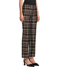 Slim Factor by Investments Ponte Knit No Waist Slim Straight Sketch Plaid Pants