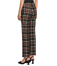Slim Factor by Investments Ponte Knit No Waist Slim Straight Sketch Plaid Pants