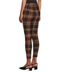 Slim Factor by Investments Ponte Knit Rawhide Plaid Print No Waist Leggings