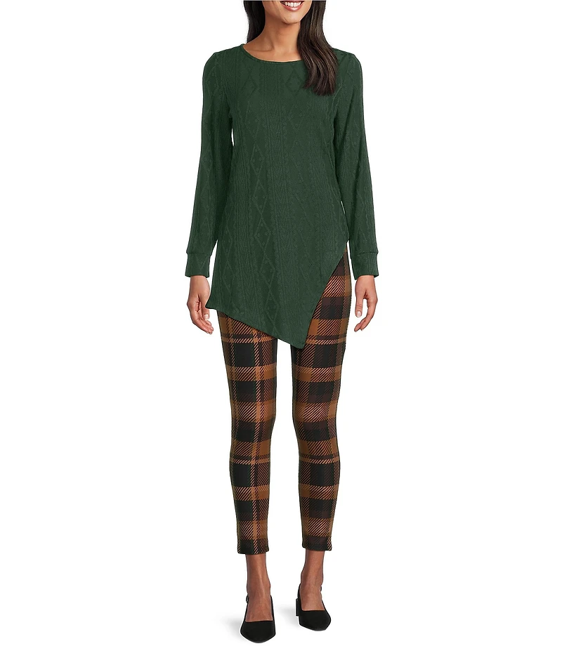 Slim Factor by Investments Ponte Knit Rawhide Plaid Print No Waist Leggings