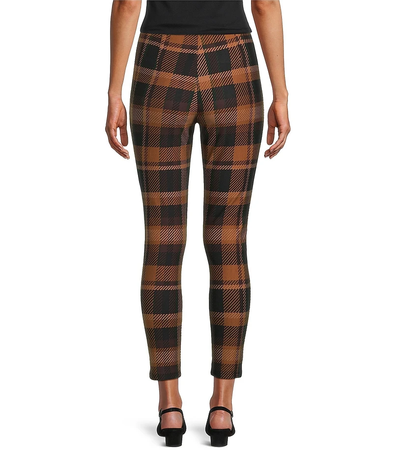 Slim Factor by Investments Ponte Knit Rawhide Plaid Print No Waist Leggings